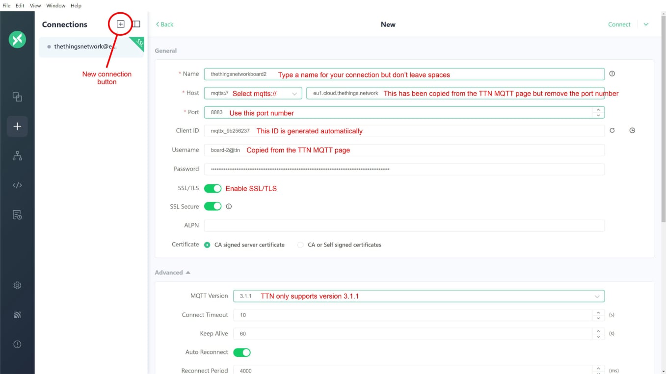 MQTTX new connection