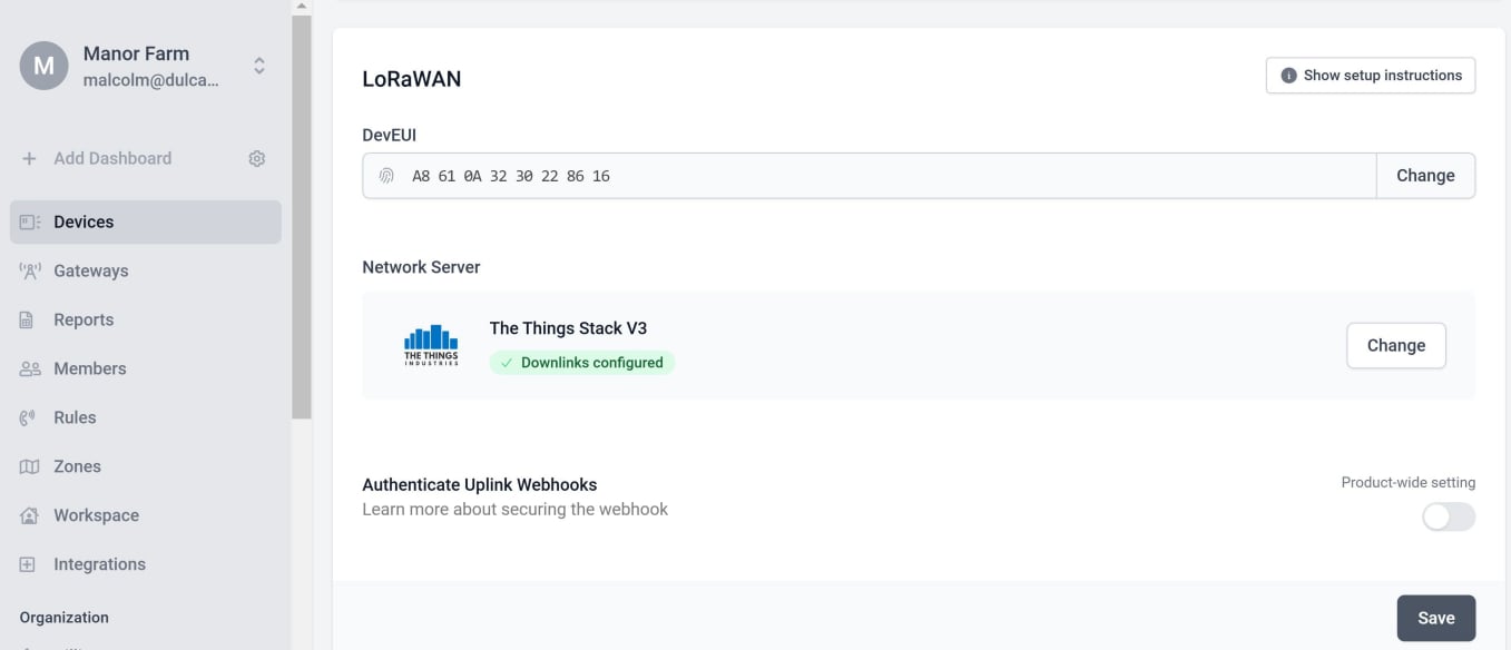 Downlinks configured
