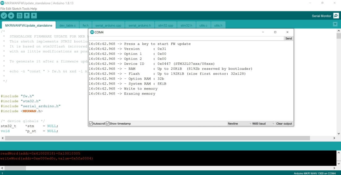 Serial Monitor Running