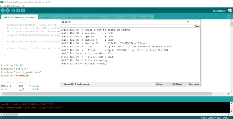 Serial Monitor Running