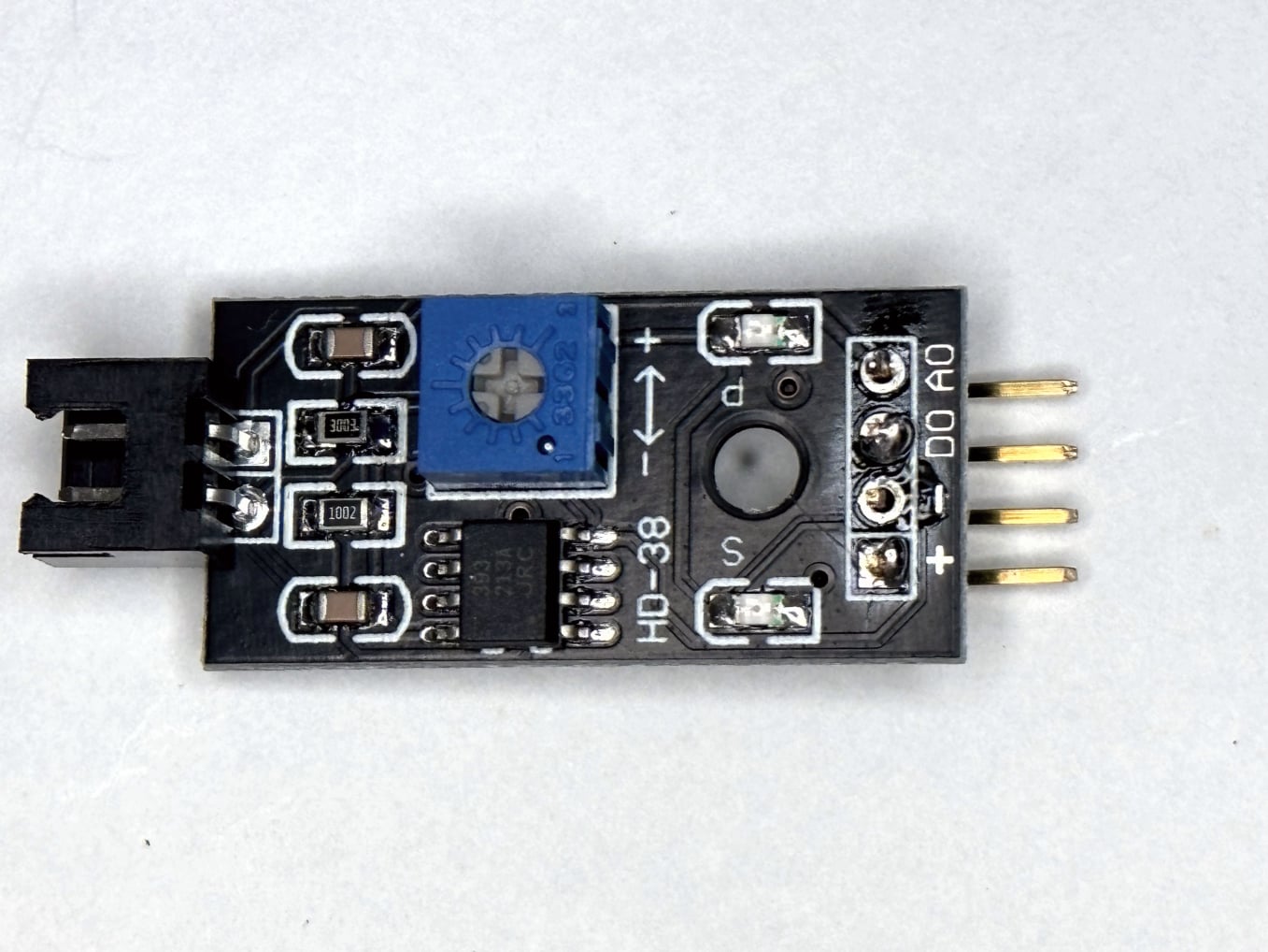 The pins soldered