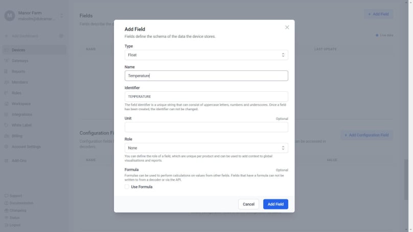 Add temperature field