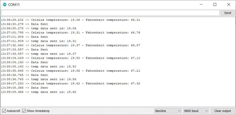 Serial monitor output